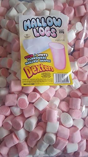 Dexters mallow logs - pink and white flavoured mallow shapes Halal (850g) bulk bag