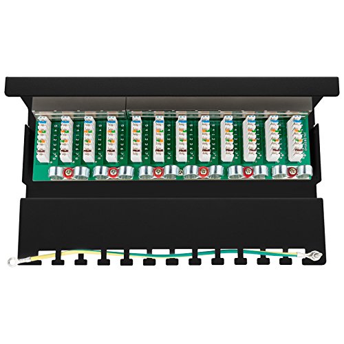 CAT 6 Ethernet Patch Panel 12 Port STP Geschirmt schwarz - 5 Stück