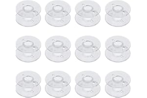 Ainkou 12pcs Clear Plastic Sewing Machine Bobbins for Singer Brother Janome Toyota