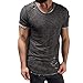 Produktbild EUZeo Herren Casual Ausgehöhlt Runde Kragen Tees Shirt Einfarbig Minimalistisch Kurzarm Pulli T Shirt Bluse Trainingsanzug Tops Pullover