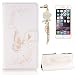 Produktbild iPhone 6S Plus Leder Hülle,iPhone 6 Plus PU Laserschneidenn Schmetterling Ledertasche,Sunroyal Retro Elegant Schön Luxus Weiß Butterfly Floral Flowers Blumen Muster Entwurf Book Type Slim Fit Soft Silikon Magnetverschluss Schutzhülle PU Leder Hülle Folio Klapp Etui Wallet Case Kunstleder Tasche Cover mit Standfunktion und Kartenfächer Tasche Wallet Case für Apple iPhone 6S Plus/6 Plus (5.5 Zoll) mit Free Displayschutzfolie und Bling Diamant Anti Staub Schutz Stecker Stöpsel-White