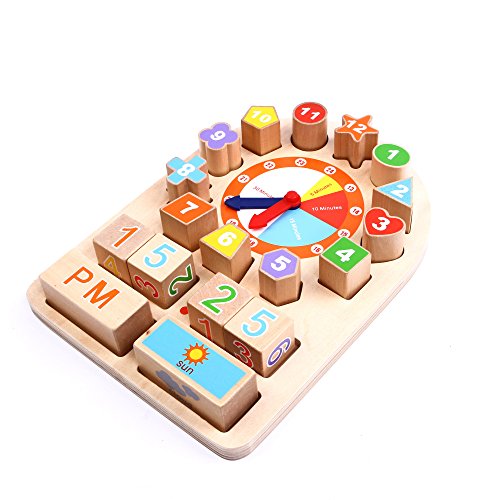 Sorting Clock - iPlay, iLearn Wooden Shape Sorting Clock Educational Toy for Preschool & Toddlers.
