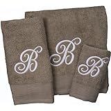 Texteis Salgueiral - Juego Toallas Arena/Letra Blanca M