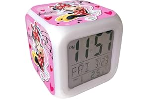 KIDS EUROSWAN Official Minnie M, Alarm Clock,Digital LED Alarm Clock,Educational