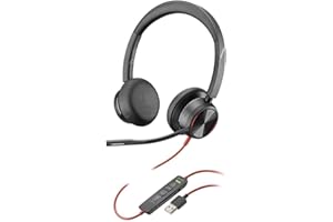 PLANTRONICS Poly Blackwire 8225 - Cuffie stereo con connettore USB-A, cancellazione attiva del rumore e braccio flessibile per microfono