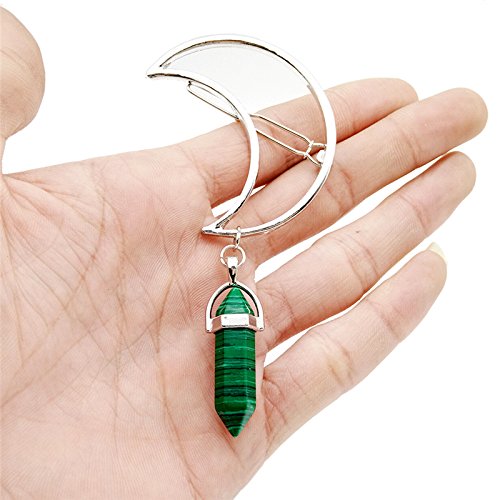 1 Pcs Moon Hairpin With Natural Stone Pendants Charms Hair Clip Clamps Accessories Barrettes Bobby Pin Wedding Bridesmaids Ornament Decoration Women's GIFT Headwear Headdress by HONGTIAN