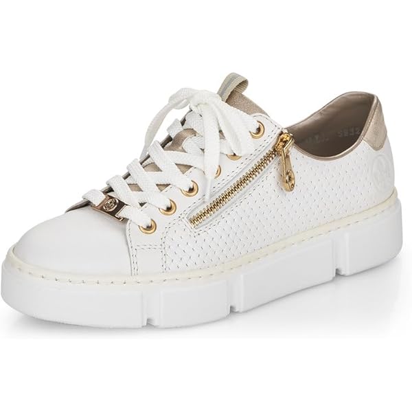 Rieker Evolution W1302 Low-Top sneakers voor dames, lage schoenen, losse inlegzolen, Wit combi 80, 36 EU