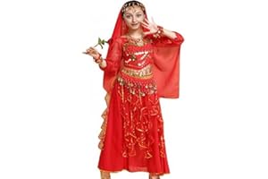 GUIRAN Kinder Mädchens Damen Bauchtänzerin Indische Langarm Top Rock Tanzkleid Kostüme