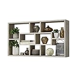 wandregal recyceltes holz metall Pflegeleichte Oberfläche FMD Möbel Lasse Wandregal, Holz, sandeiche, 85 x 16 x 47.5 cm