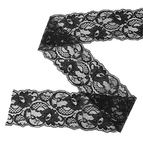 5Yards Elastische Blume Spitze DIY Chinlon Formteile Tuch Nähen Handwerk (Schwarz) - 3