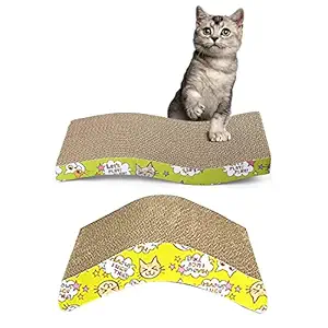 Emily Pets Scratcher Toy for Cats Meow Board with a Curved Wave Design Satisfy Your kitty's Natural Scratching Instinct Made of Environmental Friendly Material Pack of 2