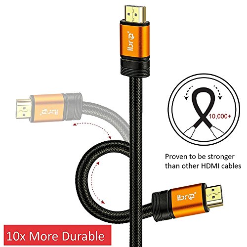 Ultra HD 4k HDMI Kabel 1.4a / 2.0 High Speed with Ethernet neues Kabel 3 fach geschirmt inkl. Stecker- und Kontaktschirmung 2160p Full HD 1080p 3D ARC CEC – 5m IBRA ORANGE GOLD - 4