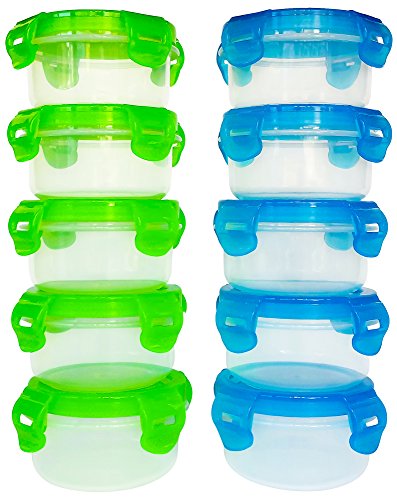Preisvergleich Produktbild elacra Baby Frischhaltedosen BPA frei gefriergeeignet mikrowellengeeignet luftdichter Kleine Behälter Set, 10 Stück, 3,4 oz