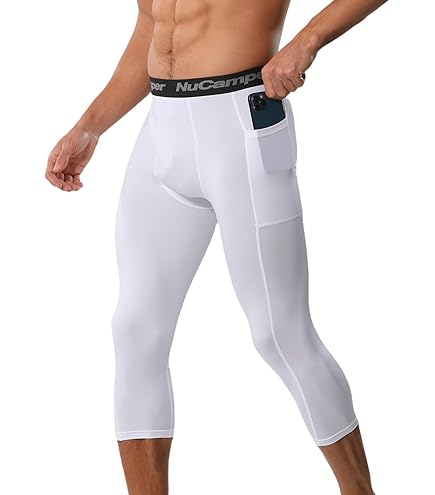 2 Pack Pantalon 3/4 De Compression Pour Hommes Baselayer Cool Dry Collant De Sport Fitness