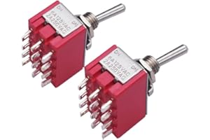 mxuteuk 2 pezzi 12 terminale 2 posizioni 4PDT piccolo interruttore a levetta in miniatura cruscotto auto cruscotto ON/ON 5A 125V 2A 250V MTS-402