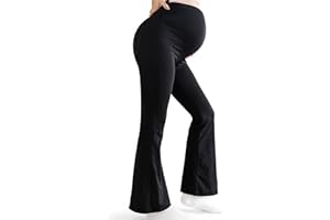 Bestele Maternity Leggings Over Bump,Women's Maternity Pants Pregnancy Bootcut Yoga Pants for Work Casual,Buttery Soft Maternity Leggings Petite Flare