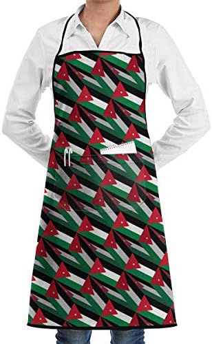 Jordan Flag 3D Art Pattern Bib Apron Chef Apron - with Pockets For Men And Women Prossional Gardening Gifts