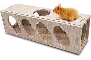 Eyksta Wooden Hamster Hideout Tunnel Tube Boredom Breaker Toy for Dwarf Syrian Hamsters Gerbils and Small Animals (Small Tunnel - for Dwarf)