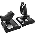 KROM K-FLIGHT Joystick Set, Game Levers Simulator Flight, Throttle/Steering Lever, Vibration Internal Mode, Synthetic Grip Best Grip, 2 Axis, 2 POV, 16 Buttons, PC, PS4, Xbox One, Black