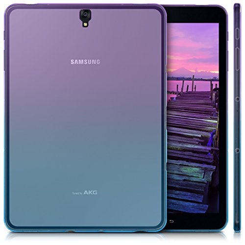 kwmobile Hülle für Samsung Galaxy Tab S3 9.7 T820 / T825 – Case Handy Schutzhülle TPU Silikon für Tablet – Backcover Cover klar Violett Blau Transparent - 4