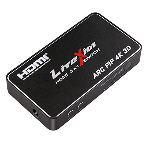 LiteXim 3x1 HDMI Switch mit PIP, SPDIF Audio ARC Funktion und 3,5 mm Stereo Audio-Auszug, Multifunktions-HDMI-Switch-Hub mit IR Remote, zertifiziert für 4Kx2K @ 30Hz und 3D Support