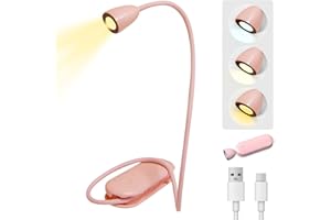 KZOBYD LED Hals Leselampe, USB Wiederaufladbare Buchlampe, 360° Flexibel Nackenlicht, Tischleuchte mit Biegbare Arme, 3 Farben und 3 Helligkeitsstufen Mini-Taschenlampe (Rosa)