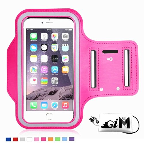 G-i-Mall Sport Braccialetto Custodia Neoprene Fitness Jogging Palestra Corsa Fascia da braccio Telefoni Protector Armband Per 4,8 - 6 Pollice Smartphone iphone 6 6S Plus,Samsung S7, S6, S6 edge, S7 edge, Asus zenfone 2?Huawei P8,P8 lite, Mate 7, Lg G4, V10 ect - Rosa caldo