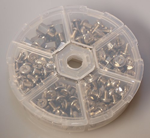 215x Schrauben Mix 6 Sorten PC Computer in praktischer Dose Gehäuseschrauben Laufwerkschrauben Flachkopfschrauben mit Metrischen- und Zollgewinde Linsenkopfschrauben Abstandshalter - 2