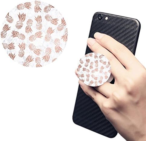 Pop Multi-Function Car Mount Free Clip Cell Phone Holder Expanding Stand Grip Sockets For Smartphones iphone Samsung LG Sony iPad And Tablets White Extensible Finger Holder-rose gold pineapples white marble