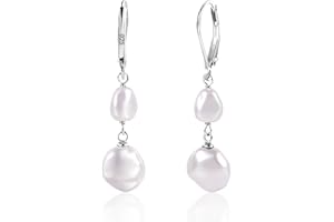ALEXCRAFT Pendientes Mujer Plata Largos, Pendientes Colgantes Perlas Plata 925, Elegante, Ligeros, Hipoalergénicos, para Fiesta, Banquete, Regalos de Joyería