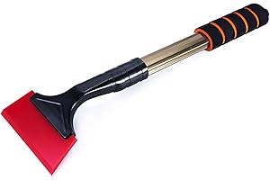 SacJkt Ice Scraper for Cars, 42cm Snow Scraper with Foam Handle, Lengthened Snow and Ice Scrapers for Car Windshield and Home window (Red)