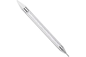 LINAERSHAO 1 Piezas Dotting Pen para Uñas,Lápiz Cera Pintura Diamante Doble Punta Con Pinzas Recogida, Gemas de Diamantes para Diamante de Arte de Clavo de Uñas (Blanco)