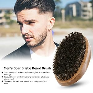 Anself Men's Beard Brush Mustache Shaving Brush Facial Hair Brush Shaving Brush - Image 6