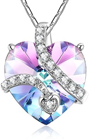 Adan Banfi Jewellery Necklace for Women - Brass Fine Necklace with Austrian Crystal, Elegant Purple Gradient Heart-shaped Pendant, Adjustable Chains-Add Elegance to the Neckline (4)