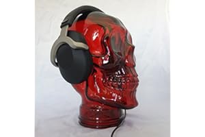 AMP3 Luxury Glass Skull Headphones Stand - Red