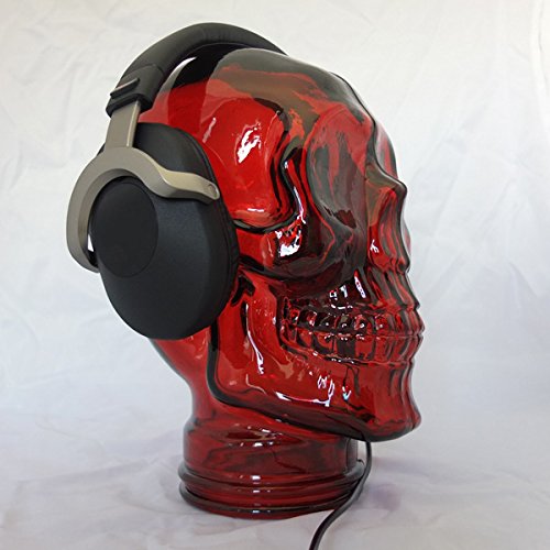 AMP3 Luxury Glass Skull Headphones Stand - RED