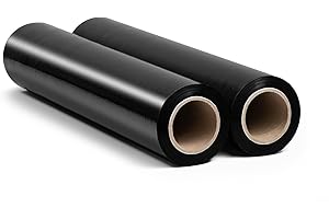 RAGO® Film etirable demenagement noir 2 pièces 130 m I 7,5 × 7,5 × 40 cm Film etirable Film palette Film noir emballage I Rouleau emballage colis I Plastique Protection pour Colis et Meubles 130 m