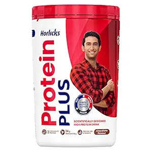Horlicks Protein+ Chocolate Container with triple blend of whey, soy and casein , 400g