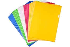 FEPITO 20 Pack A4 Cut Flush Folders Plastic File Document Wallet Folders Surtido de colores