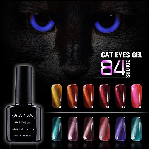 Gellen Cat Eye UV LED Gellack Gel Nagellack UV-Lack LED-Lack auflösbarer Farblack 10ml + Eisen-Magnet #05 dunkelrot - 2