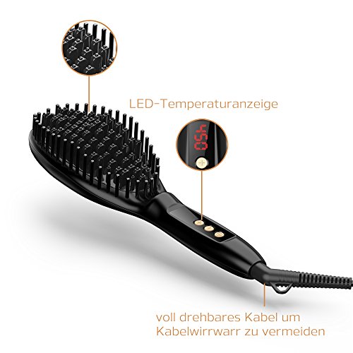 USpicy US-FS005 Glätteisen Glättungsbürste elektrische Glättbürste für Lange Haare Glätten und Pflegen - 4