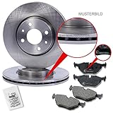Lieferumfang: 2x Bremsscheibe Vorderachse BELÜFTET 1x Satz (4 Stück) Bremsbeläge Vorderachse, 1x Anti-Quietsch-Paste gegen Bremsenquietschen (nicht auf die Reibfläche des Bremsbelages oder der Bremsscheibe aufbringen!)