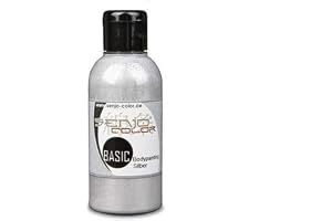 Senjo Color Basic bodymålningsfärger I ansikts- och kroppsfärg I karneval, karneval I 75 ml I airbrush färg (metalliskt silve