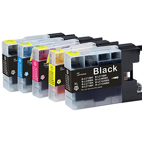LCL(TM) LC1220 LC1240 LC1240BK LC1240C LC1240M LC1240Y (4-Stück Schwarz Cyan Magenta Gelb)Tintenpatrone Kompatibel für Brother MFC-J6910CDW - 6