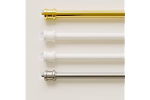 Byour3 - Coppia Bastoni a Pressione per Porta Finestra NUOVA GENERAZIONE Bacchette Estensibili Telescopiche X Tende a Vetro per Interni con infissi stondati obliqui rettangolari (Oro da 37 a 63 cm)