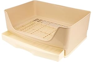 Folpus Lapin Litière Toilettes Fond Antidérapant Nettoyage Facile Tiroir Portable Design Bunny Potty Pan pour Hamster Pet Supplies - Beige