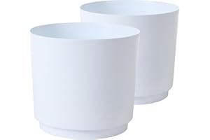 ‎TYMAR Tymar Übertopf Matte, Blumentopf, Blumenübertopf aus Kunststoff, 2er-Pack (Weiß; ø 28 cm)