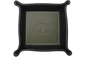 FrasiBags Svuotatasche Organizer Scrivania in Vera Pelle Made in Italy, Svuota Tasche Vassoio Porta Oggetti in Pelle Quadrato (Verde)