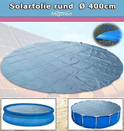 Miganeo® 400 cm Premium Solarplane schwarz/blau rund Poolheizung für Pool - 4