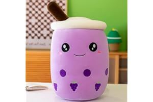 DAWRIS Bubble Tea pluszowa poduszka, pluszowa zabawka, 25 cm, herbata mleczna, filiżanka, pluszowa poduszka, miękka przytulanka, zabawka na Boże Narodzenie, urodziny (fioletowa)